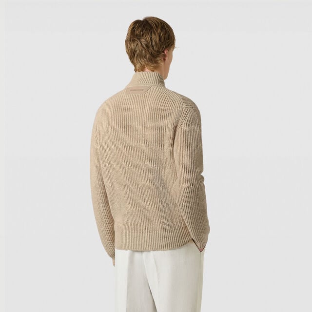 Hemp Zip-Up Cardigan, LIGHT FAWN, hi-res 3