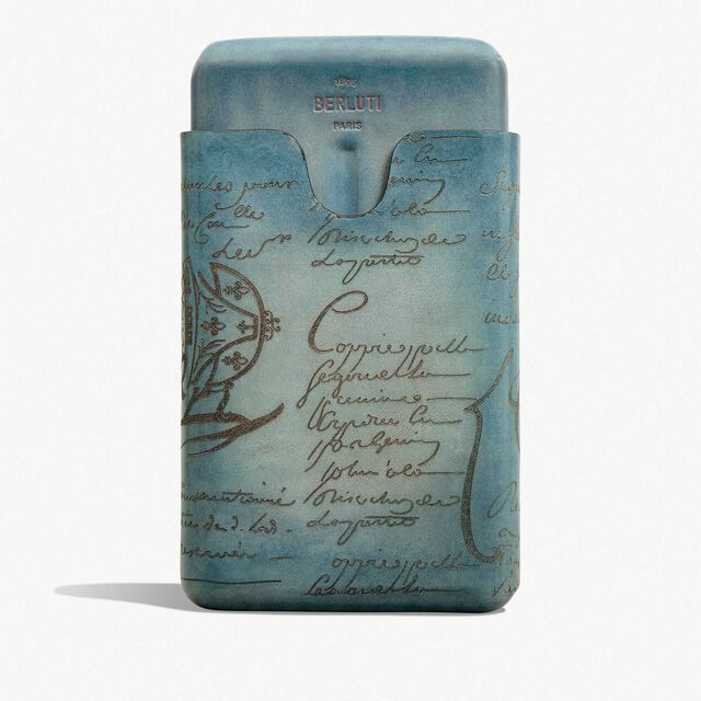 Cigar Case 4 Scritto Leather, STONE DENIM, hi-res 1