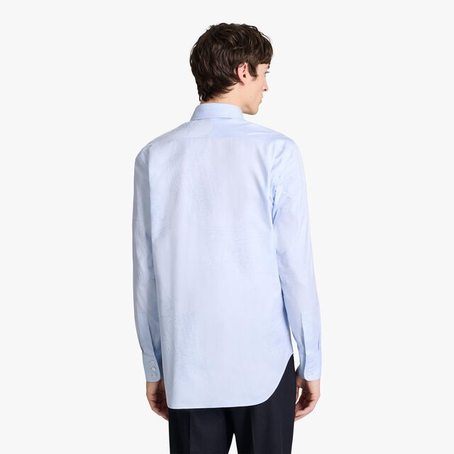 Cotton Scritto Button-Down Collar Shirt, SKY BLUE, hi-res 3