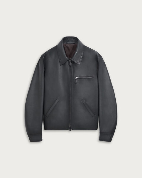 Blouson Un Jour en Cuir Patin&eacute;, Black Shade, hi-res