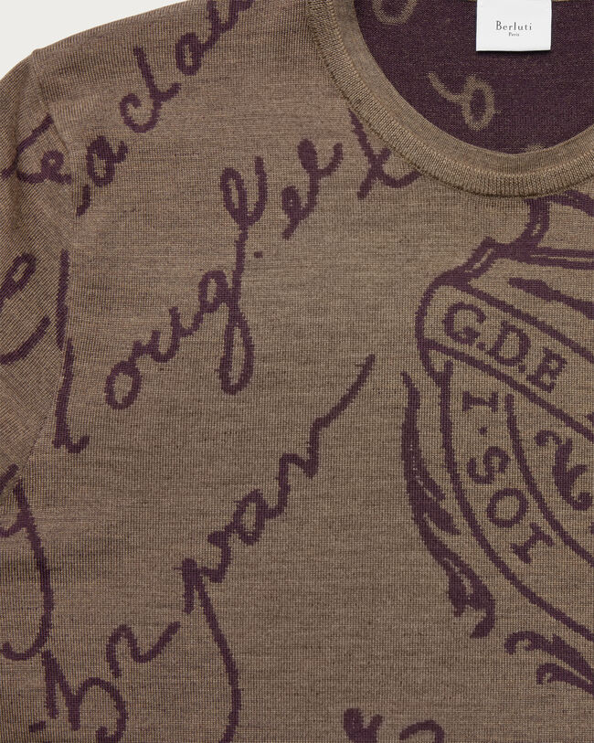 Scritto Pattern Crewneck, Bronze Melange, hi-res
