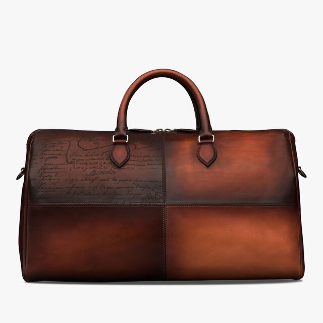 Jour Off MM Scritto Leather Travel Bag, CACAO INTENSO, hi-res 4