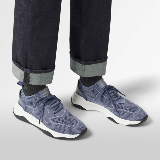 Shadow Denim And Leather Sneaker, BLUE, hi-res 8