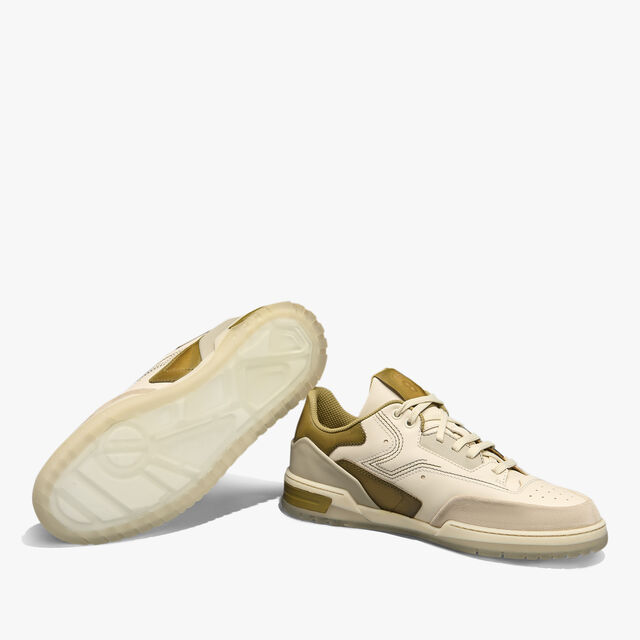 Sneaker Playoff En Cuir Scritto, OFF-WHITE+ACID GREEN, hi-res 4
