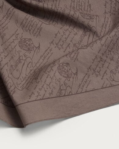 Scritto Pattern Handkerchief, Milky Brown, hi-res