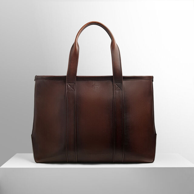 Oversize Tote Leather Tote Bag, SOFT BROWN, hi-res 9