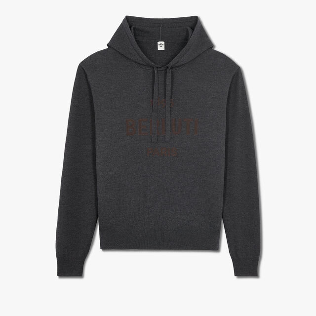 Berluti Logo羊毛连帽衫, DARK GREY MELANGE, hi-res 1