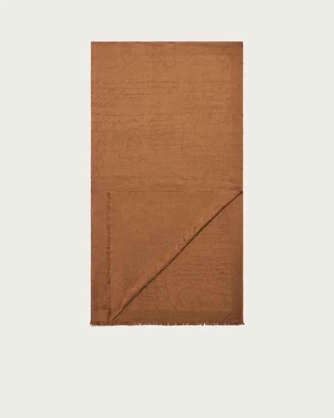 Scritto Pattern Scarf, Brick Brown, hi-res