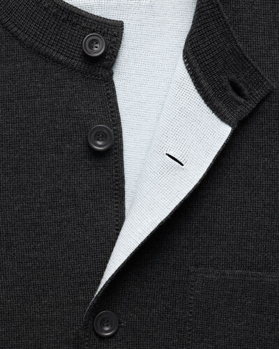 Bicolor Knitted Foresti&egrave;re with Leather Details, Dark Grey Melange & Duck Egg, hi-res