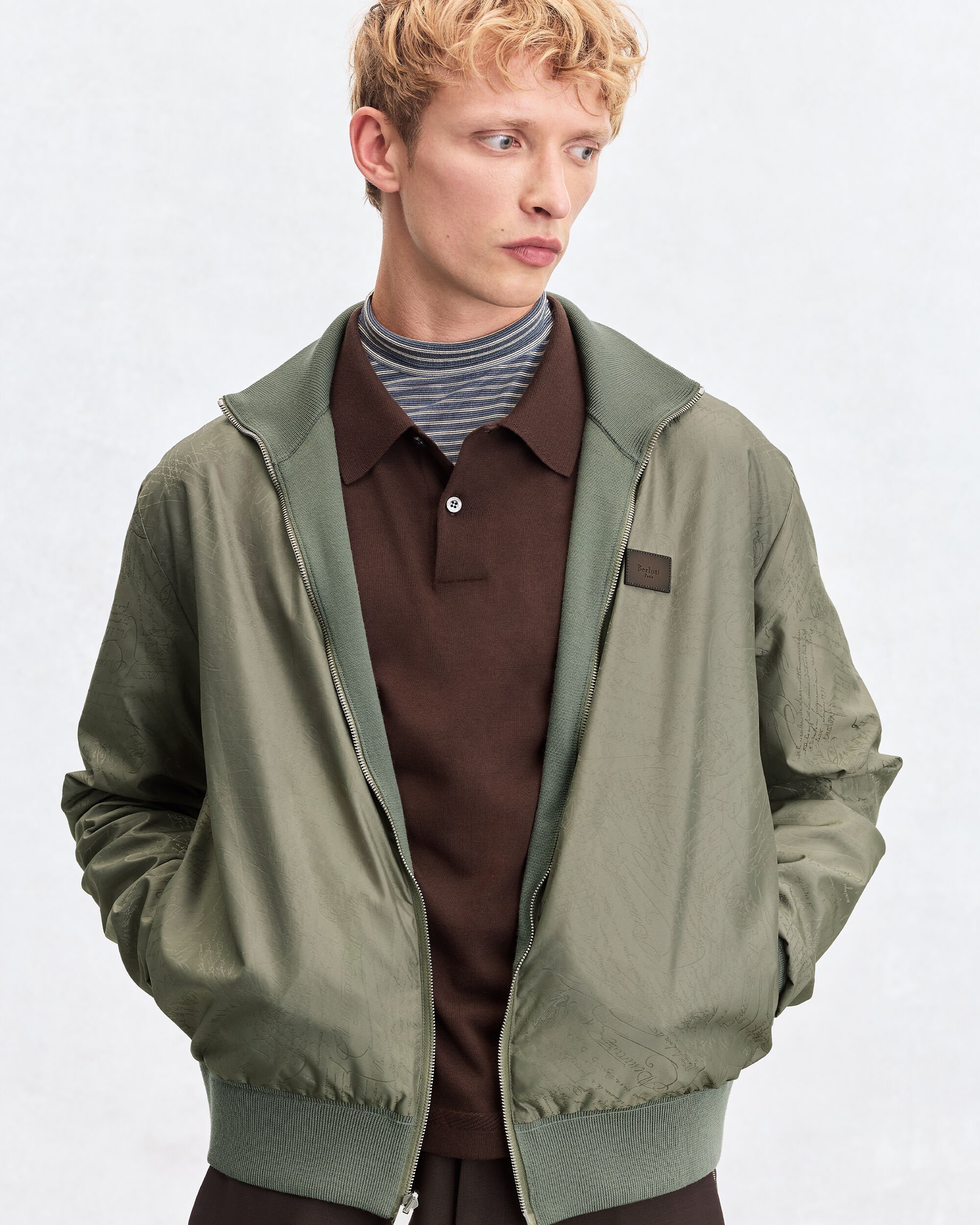 Blouson R&eacute;versible avec D&eacute;tail en Cuir, Salvia, hi-res