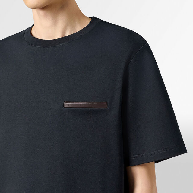 Leather Tab Pocket T-shirt, NOIR, hi-res 5