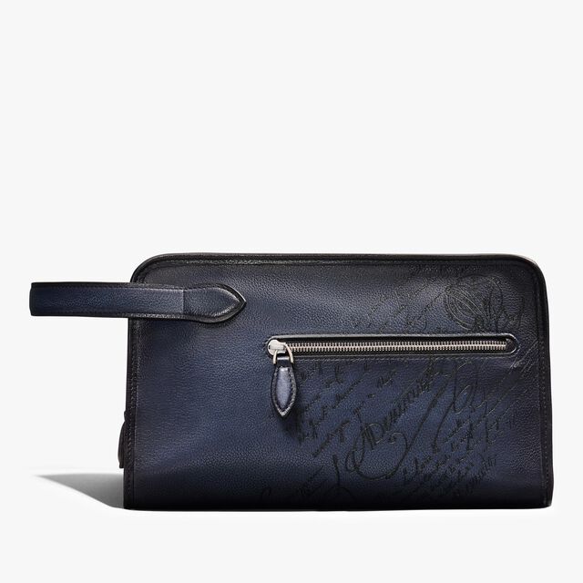 Trousse De Toilette Morning En Cuir Scritto, INDIGO DENIM, hi-res 1