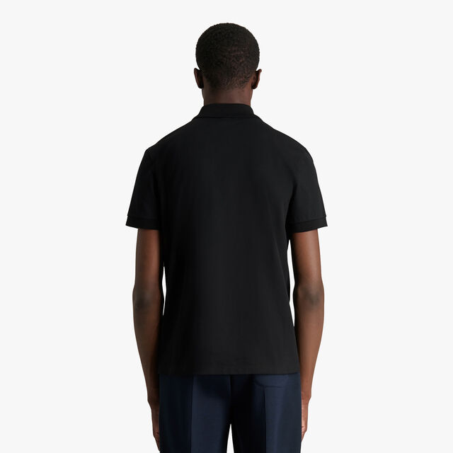Polo Shirt With Embroidered Crest, NOIR, hi-res 3