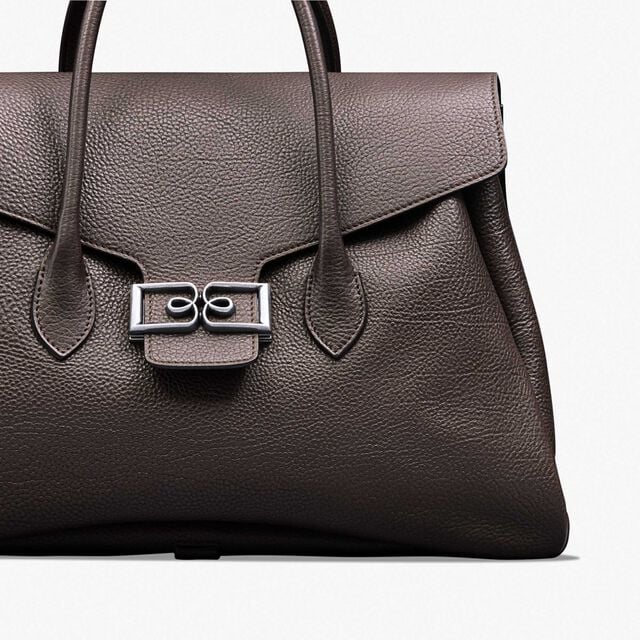 B Volute Croisee Leather Travel Bag, DARK BROWN, hi-res 6