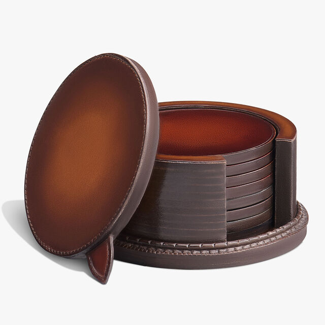 Leather Coaster Set , CACAO INTENSO, hi-res 1