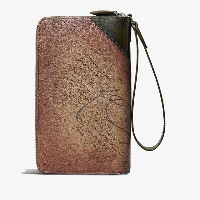 Tali Scritto Leather Long Zipped Wallet, NERO CAVIAR + SAVANA, hi-res 3