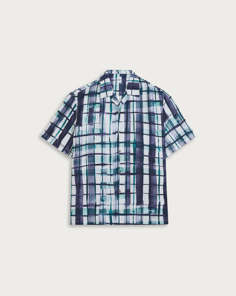 Watercolor Checks Short-Sleeves Shirt, Purple Watercolor Check, hi-res