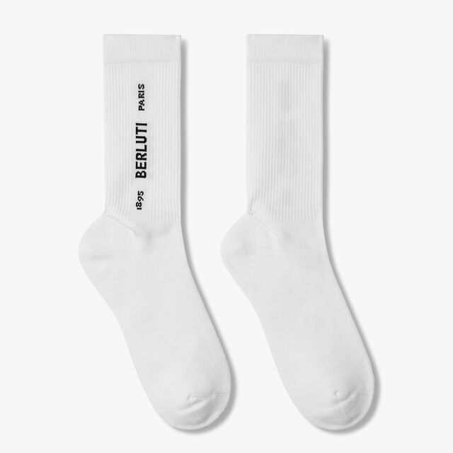 Cotton Socks With Logo, BLANC OPTIQUE, hi-res 1