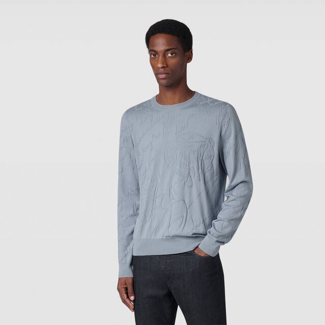 Diagonal Scritto Crewneck, TITANIUM BLUE, hi-res 2