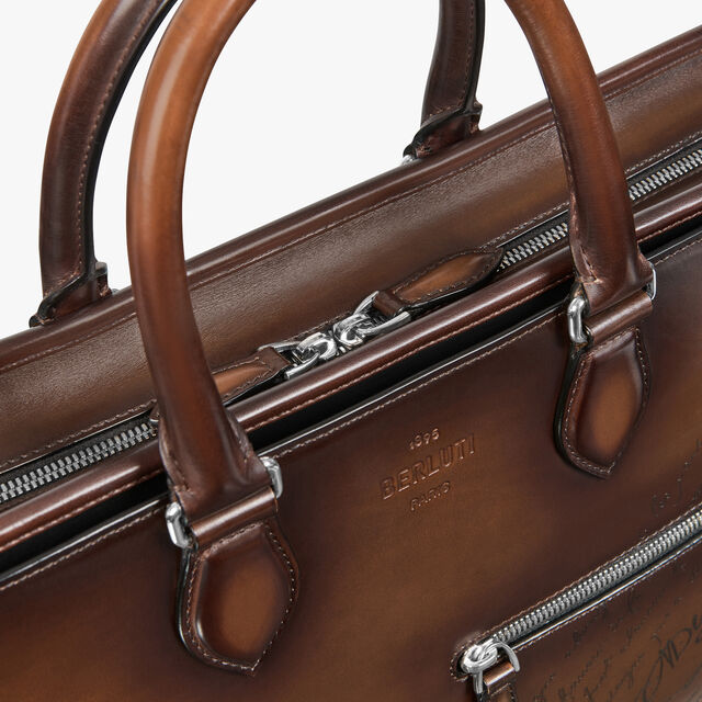 Un Jour Scritto Leather Briefcase, CACAO INTENSO, hi-res 6