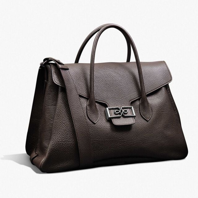 B Volute Croisee Leather Travel Bag, DARK BROWN, hi-res 2