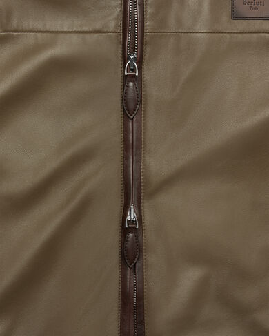 Ultralight Fly Leather Hooded Blouson, Kaki, hi-res