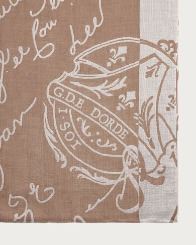 Giant Scritto Pattern Scarf, Milky Brown, hi-res