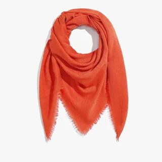 Cashmere & Cotton Scritto Scarf, BRIGHT CORAL, hi-res