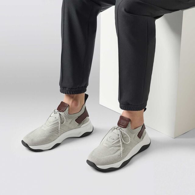 Sneaker Shadow En Maille Et Cuir, LIGHT GREY, hi-res 7