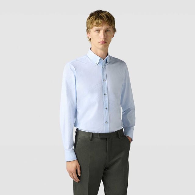 Cotton Scritto Alessandro Buttondown Shirt, SKY BLUE, hi-res 2