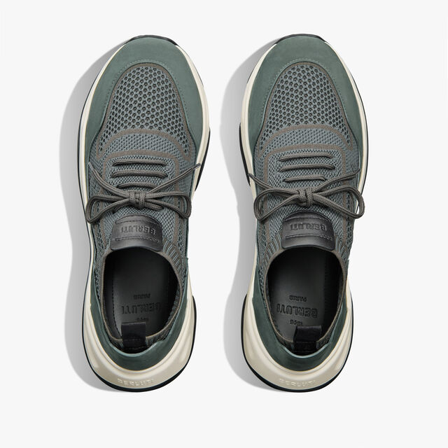 Shadow Scritto Knit And Nubuck Leather Sneaker, STORM GREEN, hi-res 5