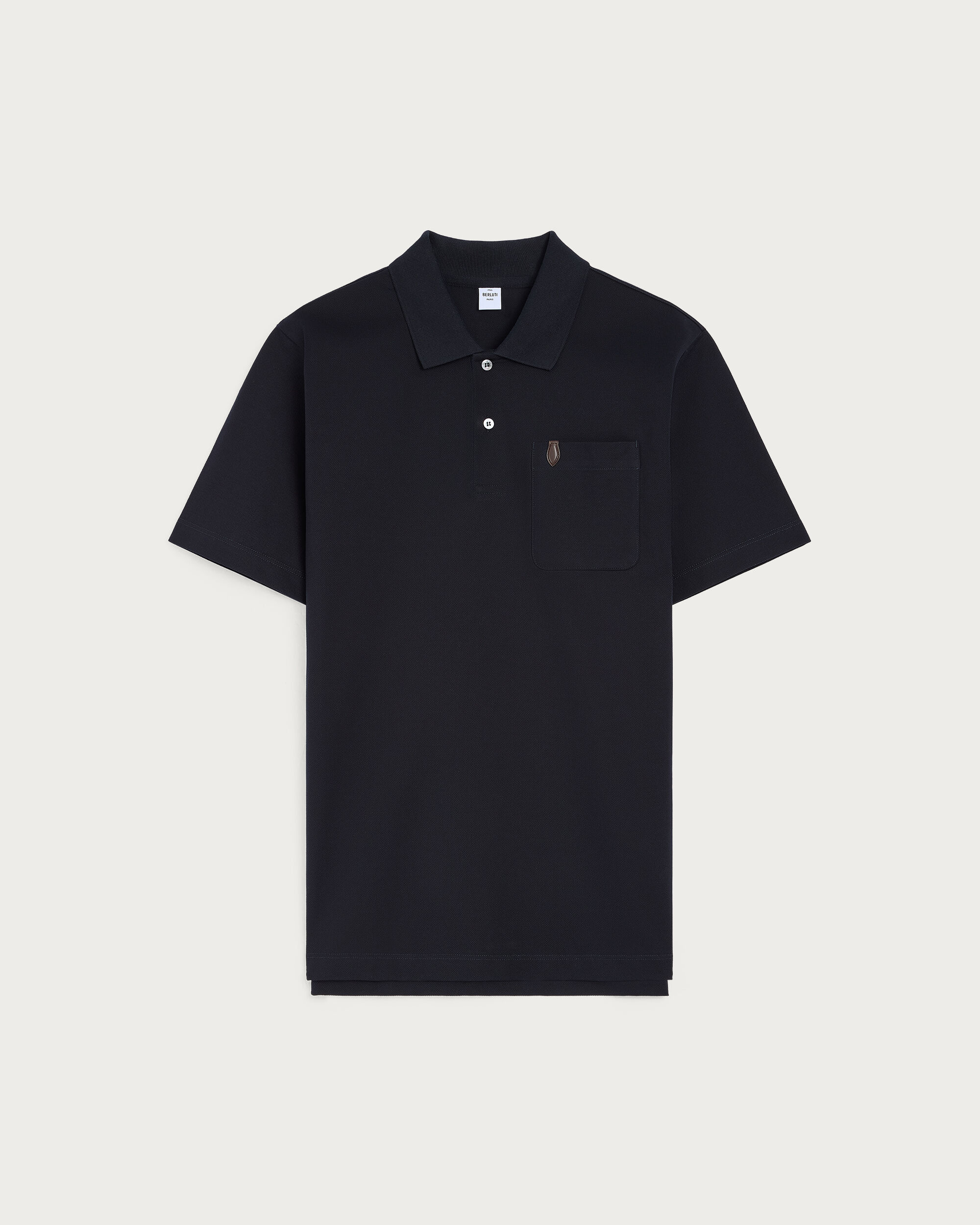 Leather Detail Polo, Marine, hi-res