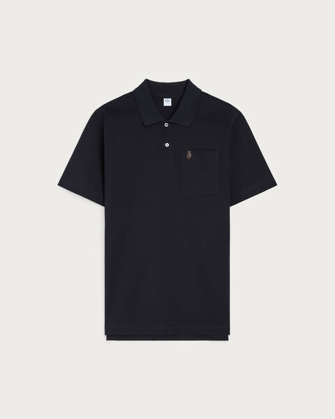 Leather Detail Polo, Marine, hi-res