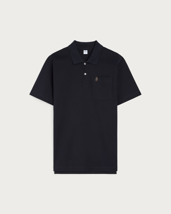 Leather Detail Polo, Marine, hi-res