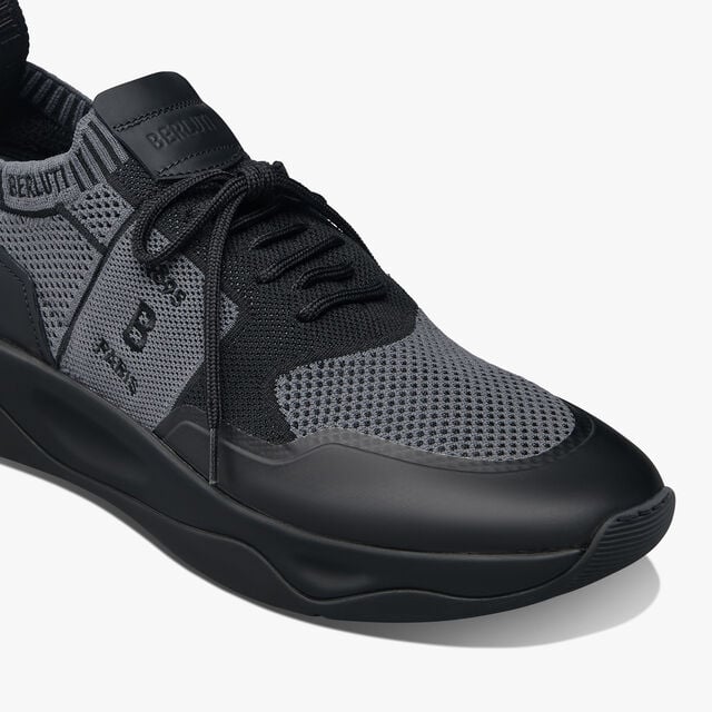 Shadow Rubber Coated Knit And Calf Leather Sneaker, GREY/BLACK, hi-res 6