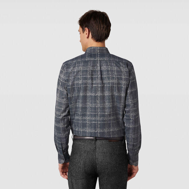 Cotton Scritto Alessandro Buttondown Shirt, INDIGO SCRITTO CHECK, hi-res 3