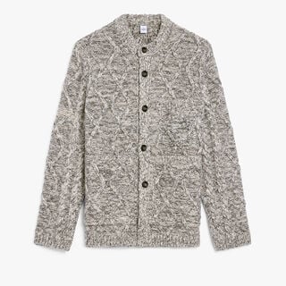 Marl Cables Cardigan, ECRU / NOIR, hi-res
