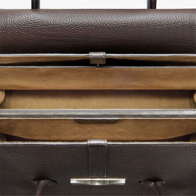 B Volute Croisee Leather Travel Bag, DARK BROWN, hi-res 5