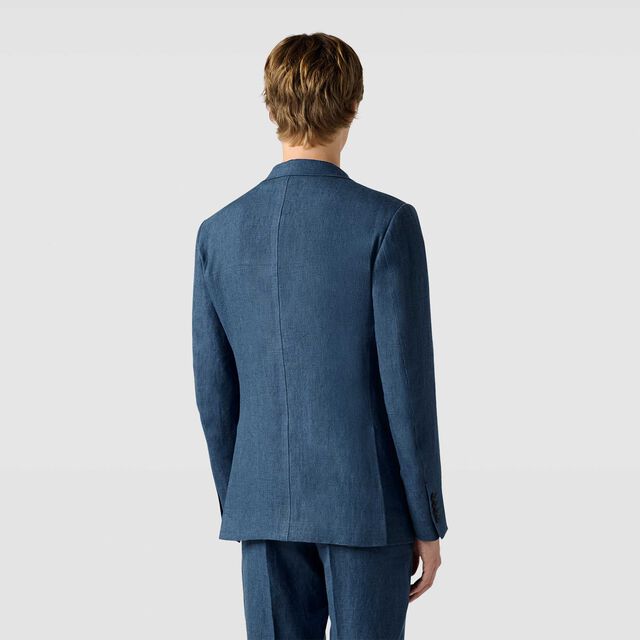 Soft Construction Linen Jacket, BLEU DE SMALT, hi-res 4