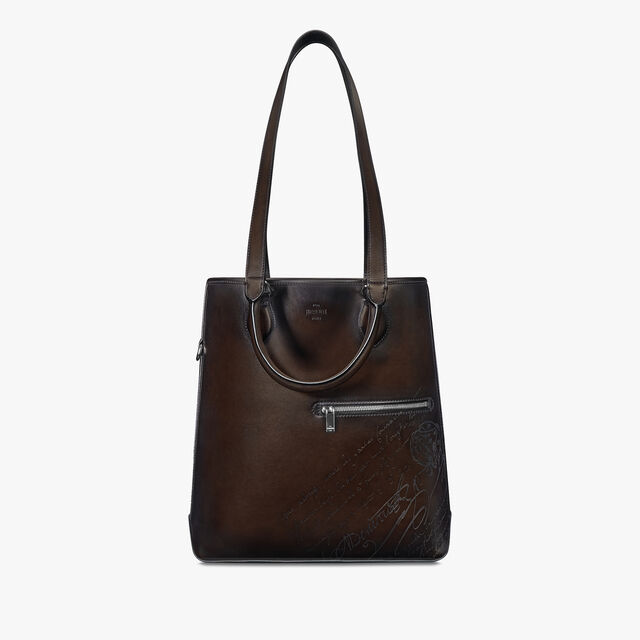 Toujours Vertical Scritto Leather Tote Bag, ICE BLACK, hi-res 2