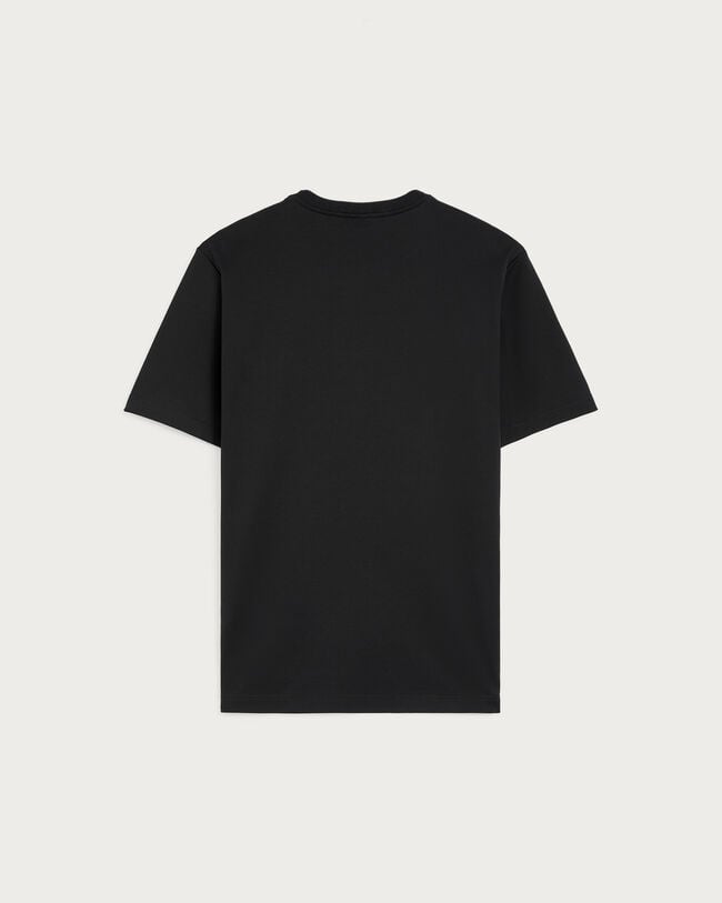 Pocket T-shirt with Leather Detail, Noir, hi-res