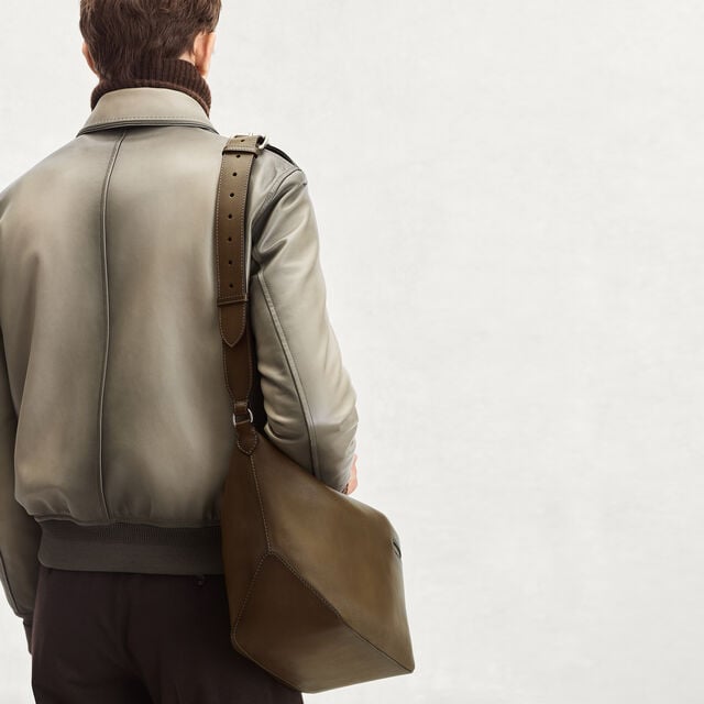 Toujours Soft Zipped Hobo In Leather, DARK KAKI, hi-res 2