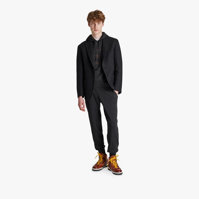 Berluti Logo羊毛连帽衫, DARK GREY MELANGE, hi-res 4