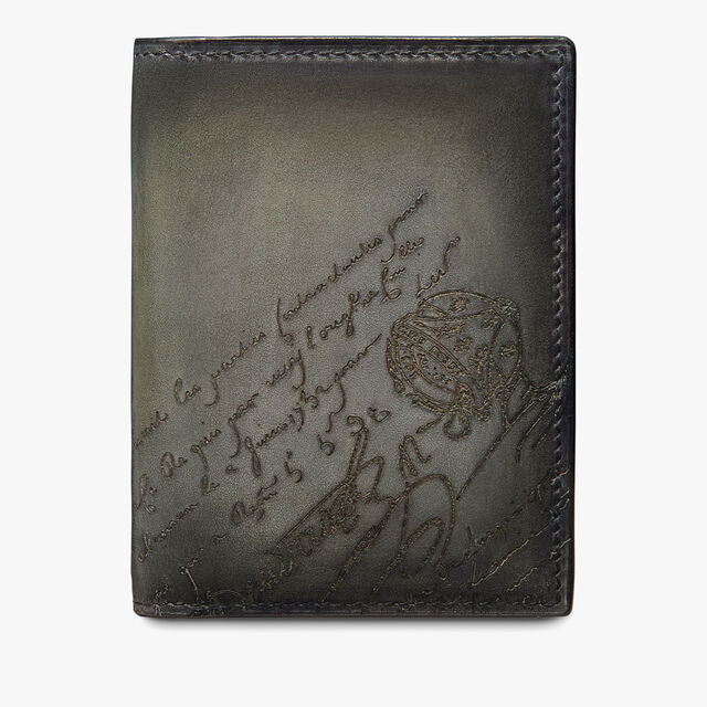 Jagua Scritto Leather Card Holder, ELEPHANT GREY, hi-res 1