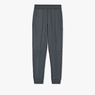Double Jersey Jogging Trousers With Leather Details, ANTHRACITE / COLD NIGHT BLUE, hi-res