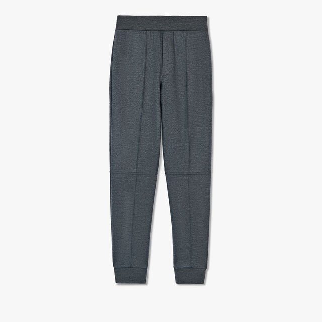 Double Jersey Jogging Trousers With Leather Details, ANTHRACITE / COLD NIGHT BLUE, hi-res 1
