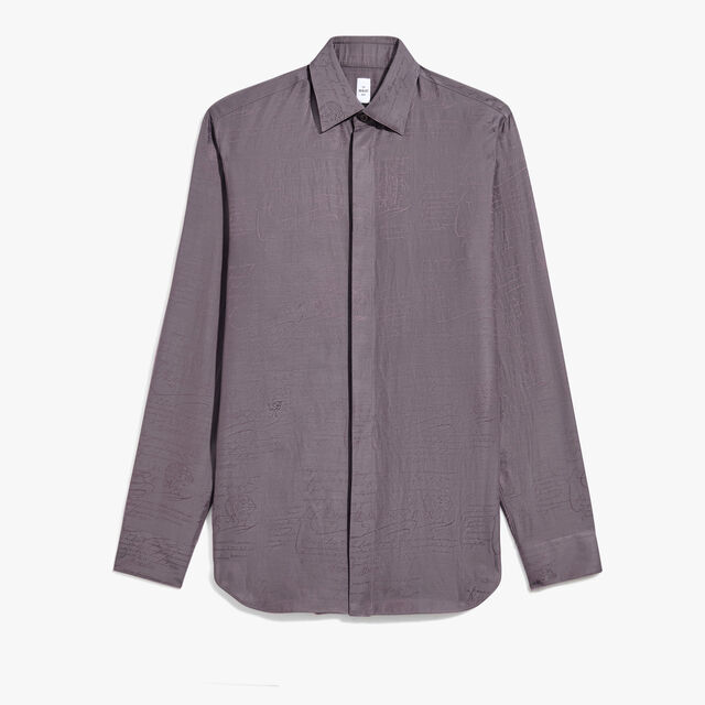 Cotton Silk Scritto Andy Shirt, SMOCKY LILAC, hi-res 1
