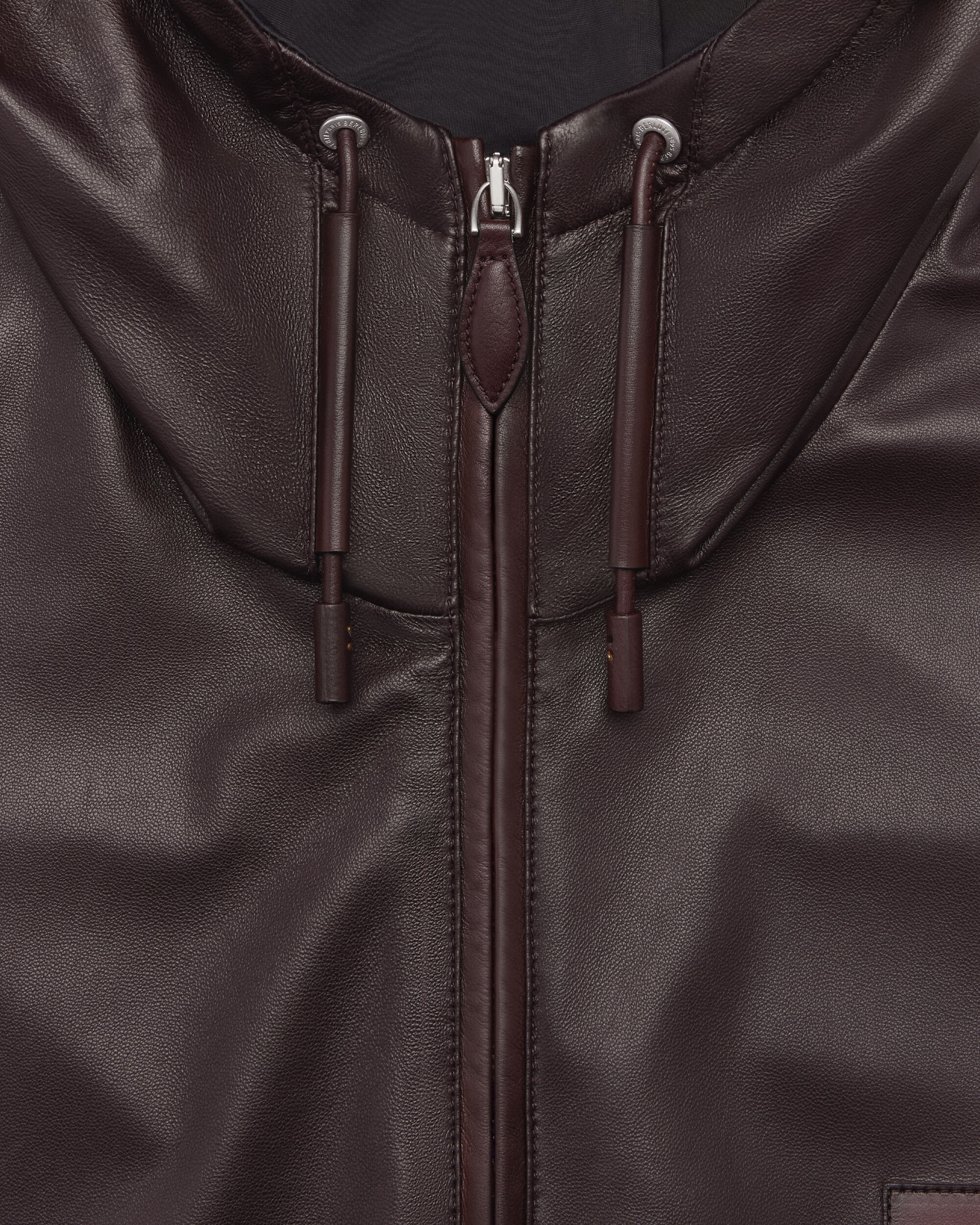 Ultralight Fly Leather Hooded Blouson, Chocolate Brown, Image 3