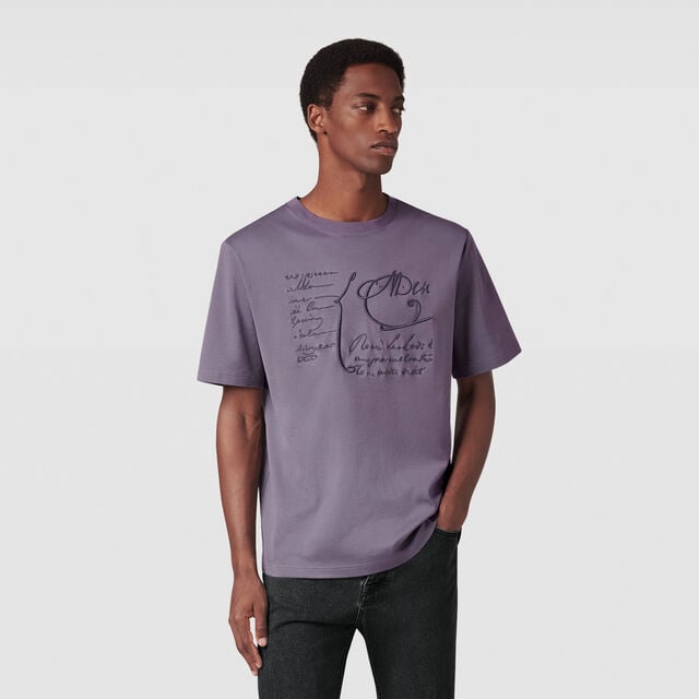 T-shirt à Broderie Scritto, SMOCKY LILAC, hi-res 2