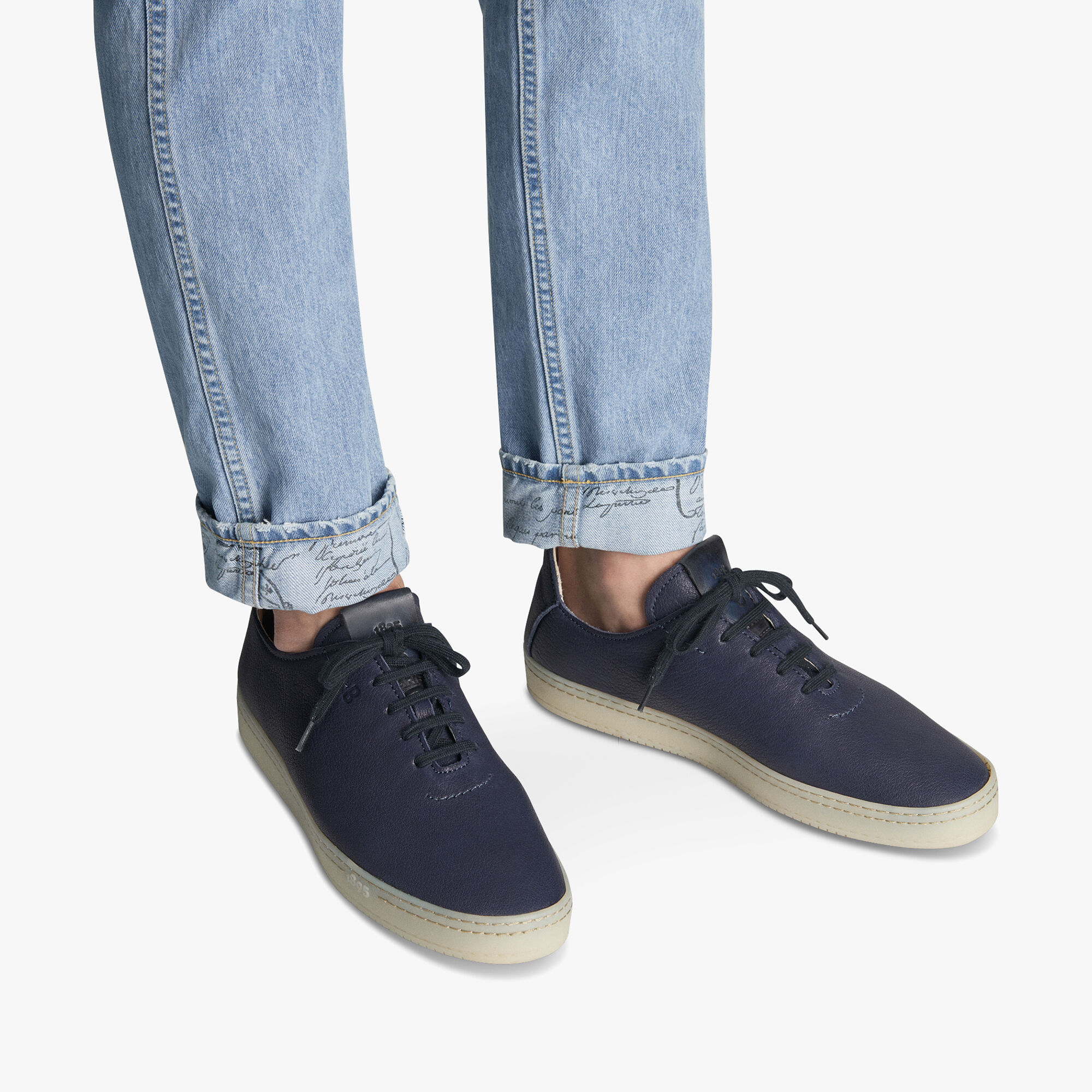 navy leather sneakers